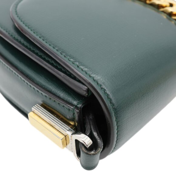 Gucci  Sylvie 1969 Mini Leather Shoulder Bag Green 615965 - Picture 6 of 12